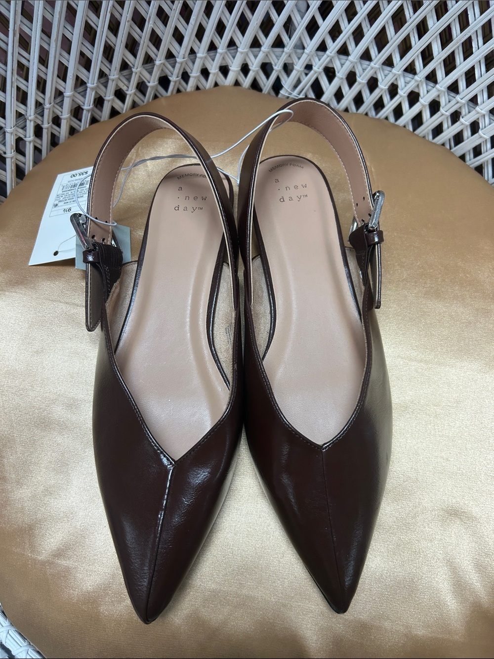 a new day Women's Dark Brown Pointed Slingback Flats